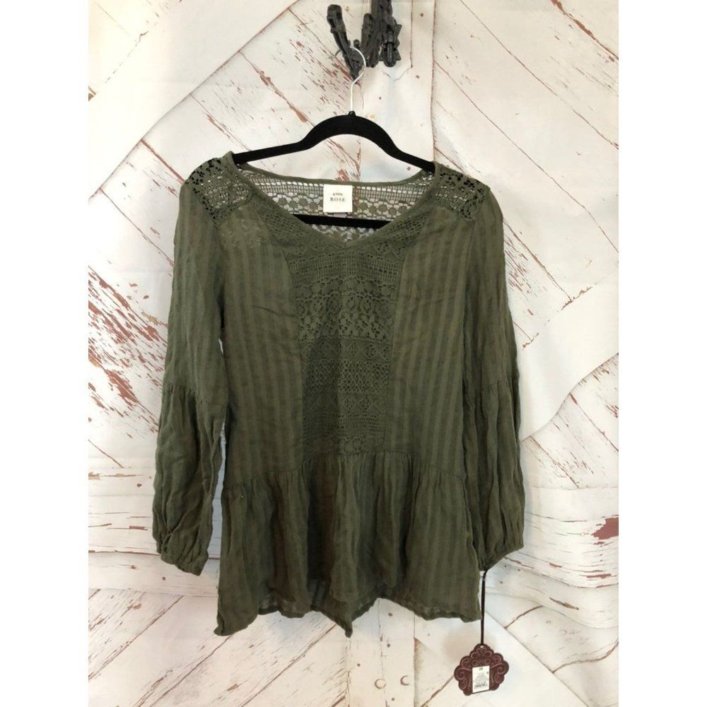 knox rose green xs long sleeve shirt